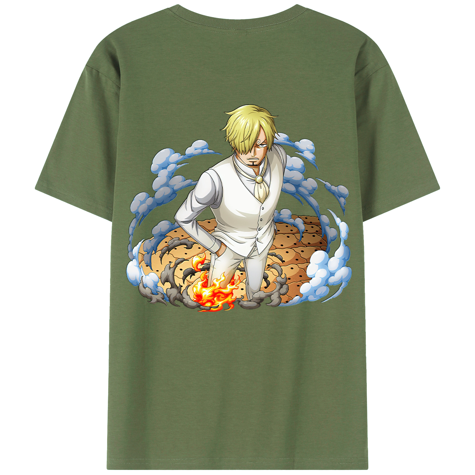 （画像用） ワンピース サンジ ONE PIECE Sanji 綿100％ メンズ半袖Tシャツ（バックプリント） 通気性